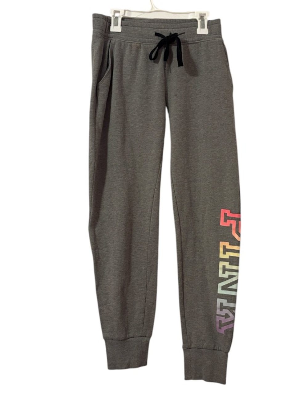 PINK Gray Skinny Fleece Logo Joggers